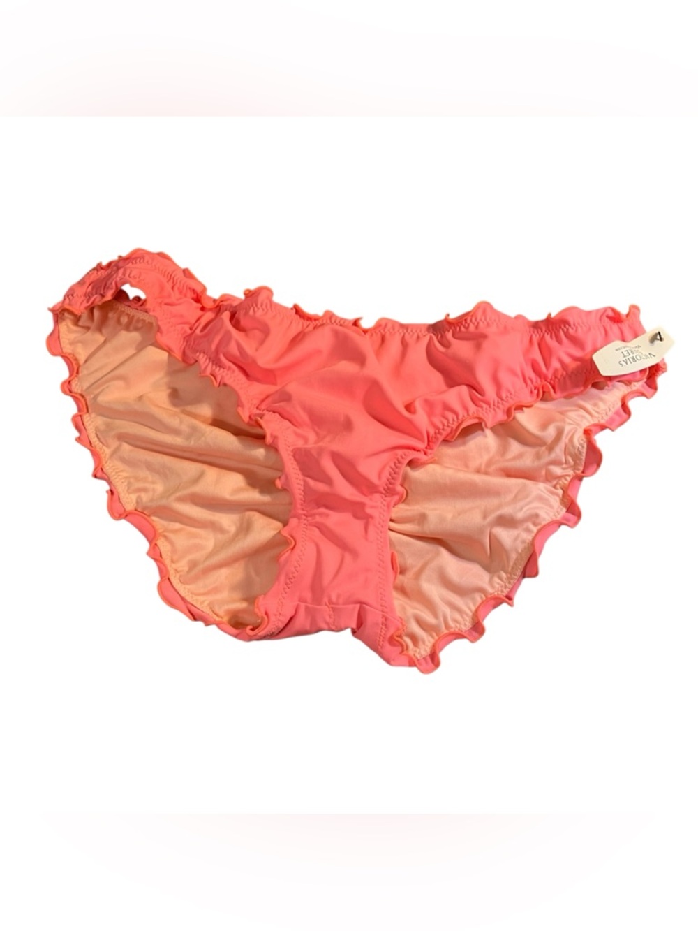 New Victorias Secret Coral Capri Ruffle Cheeky Ruched Swim Bikini Large Bottom